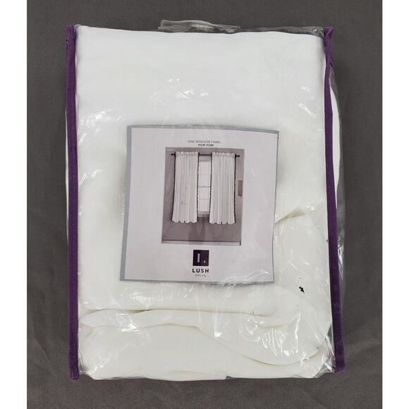 Lush Decor Pom Pom 50" x 63" Rod Pocket Window Curtain, 1 Panel in Black/White - Picture 5 of 7